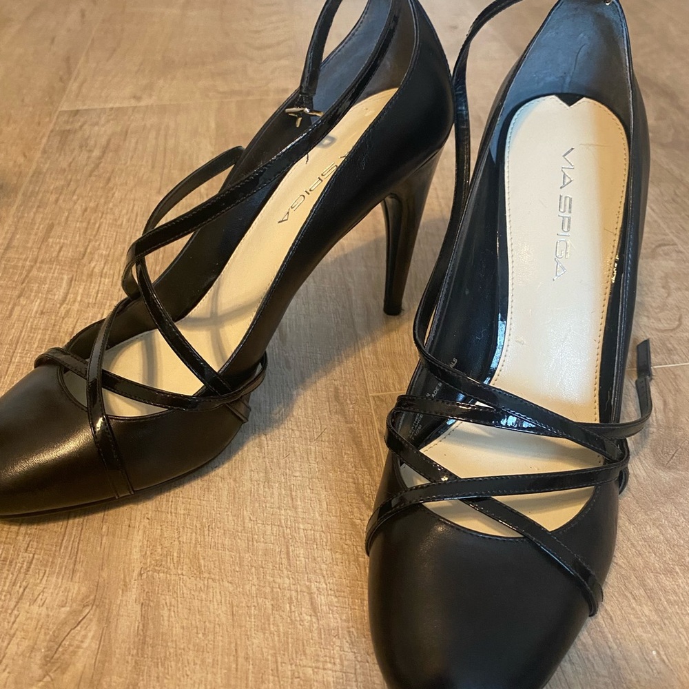 Via Spiga Black Strappy Heels